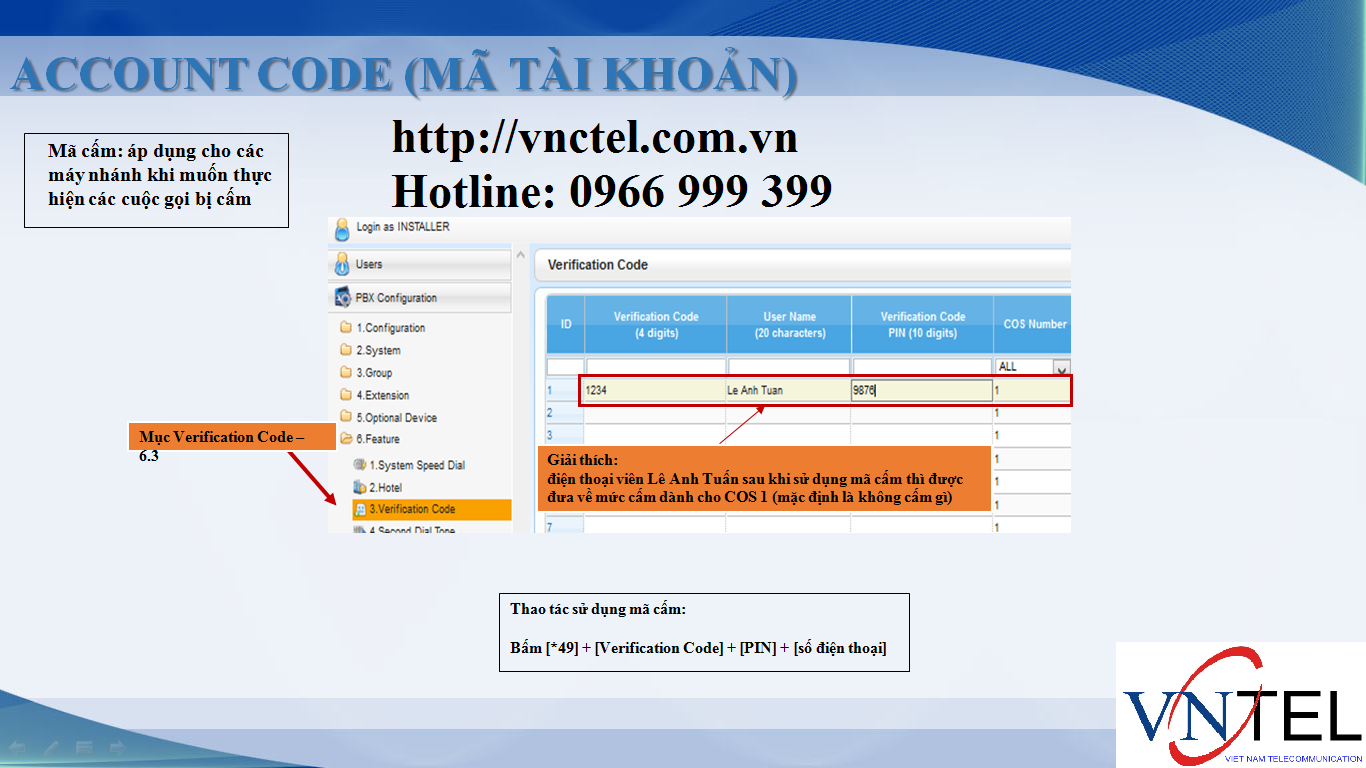 Giới hạn gọi KX-NS300