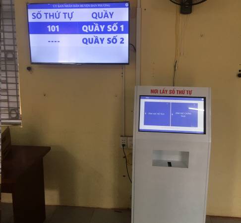 VNC QMS SOFT hoàn thiện sản xuất cung cấp lắp đặt hệ thống xếp hàng tự động, đánh giá chất lượng phục vụ tại bộ phận 1 cửa tại xã Đan Phượng, UBND huyện Đan Phượng - Hà Nội