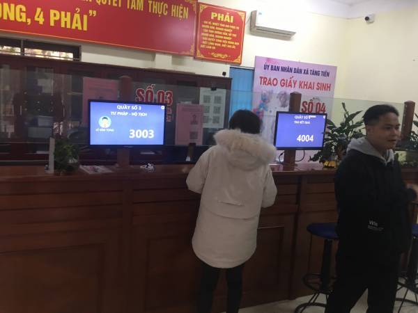 VNC QMS SOFT hoàn thiện sản xuất, cung cấp lắp đặt hệ thống xếp hàng tự động tại bộ phận một cửa xã Tăng Tiến - huyện Việt Yên - Bắc Giang