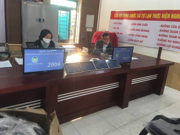 VNC QMS SOFT hoàn thiện sản xuất, cung cấp lắp đặt hệ thống xếp hàng tự động tại bộ phận một cửa xã Tự Lạn - huyện Việt Yên - Bắc Giang