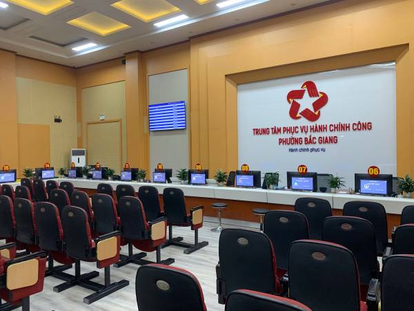 VNC sản xuất, cung cấp lắp đặt hệ thống xếp hàng tự động, kiosk tra cứu thông tin, hệ thống đánh giá mức độ hài lòng tại UBND phường Bắc Giang - tỉnh Bắc Ninh